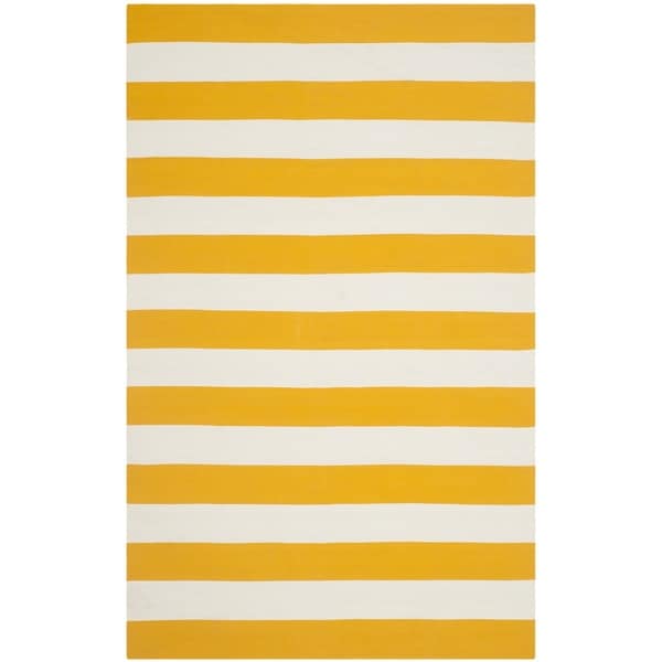 Safavieh Hand woven Montauk Yellow/ White Cotton Rug (8 x 10)