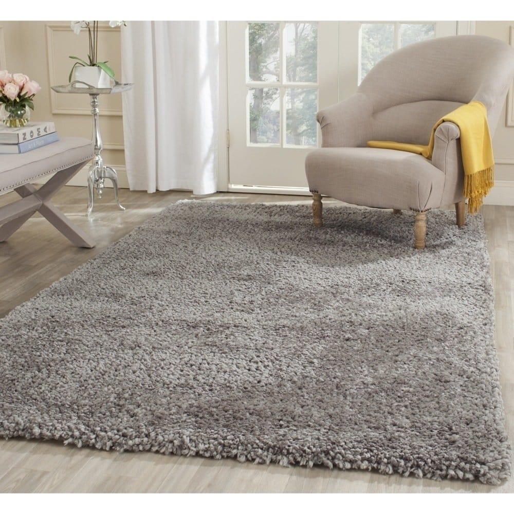 Safavieh Handmade Popcorn Shag Silver Polyester Rug (4 X 6)