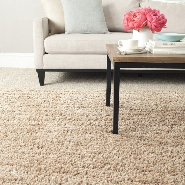 Safavieh Handmade Popcorn Shag Beige Polyester Rug (8' x 10')