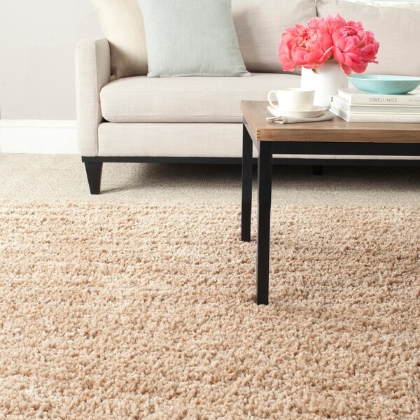 Safavieh Handmade Popcorn Shag Beige Polyester Rug (8' x 10')