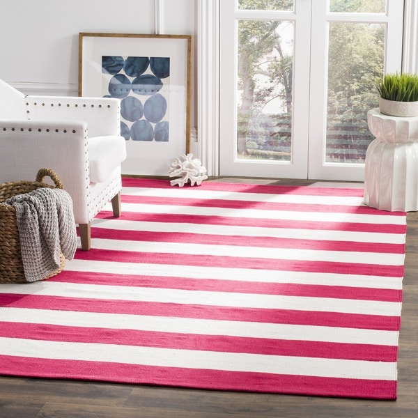 Safavieh Hand-woven Montauk Red/ White Cotton Rug - 5' x 8'