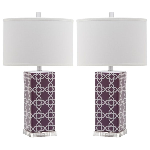 Safavieh Indoor 1 light Light Purple Quatrefoil Table Lamp (Set of 2)