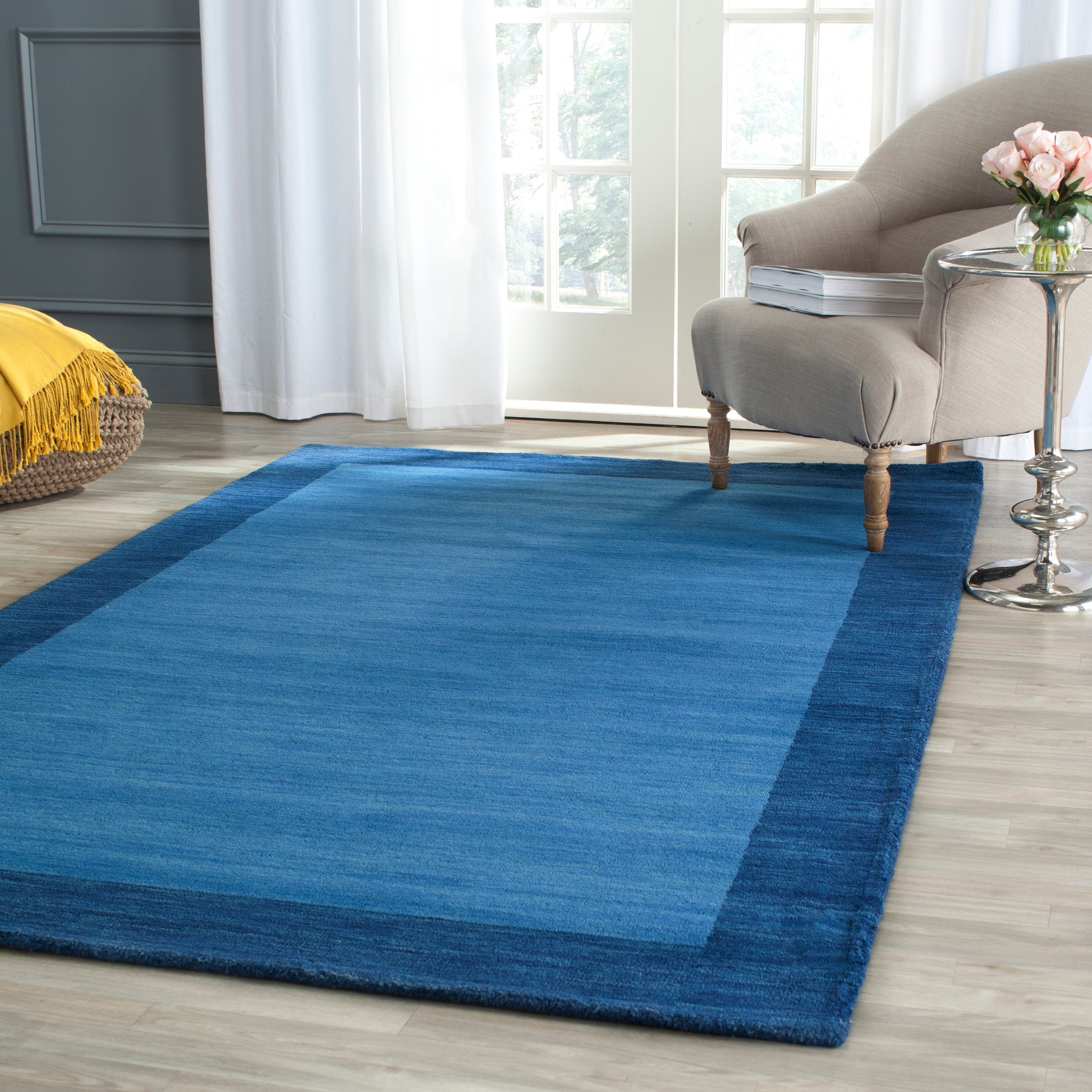 Safavieh Hand loomed Himalaya Light Blue/ Dark Blue Wool Rug (4 Square)