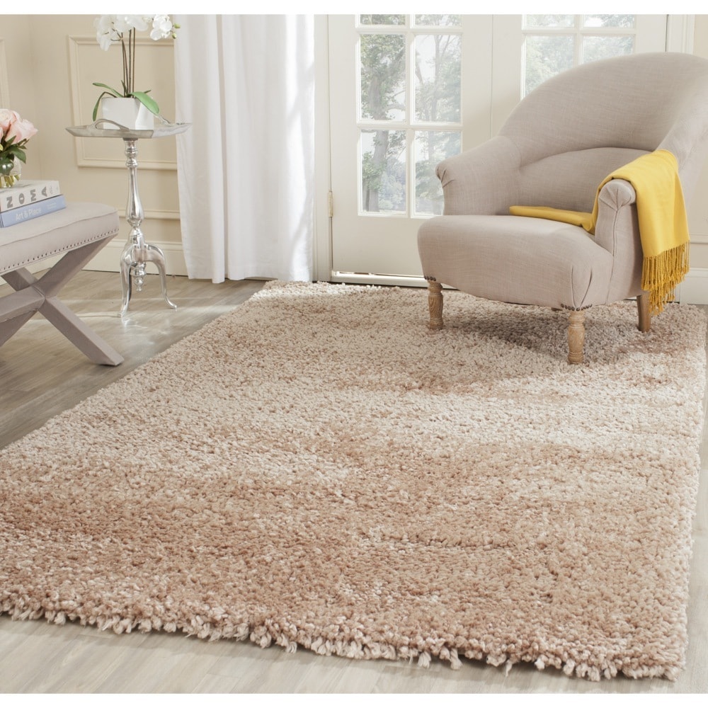 Safavieh Handmade Popcorn Shag Beige Polyester Rug (6 Square)