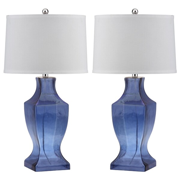 Safavieh Lighting 29-inch Blue Glass Bottom Table Lamp (Set of 2) - 15"x15"x29"