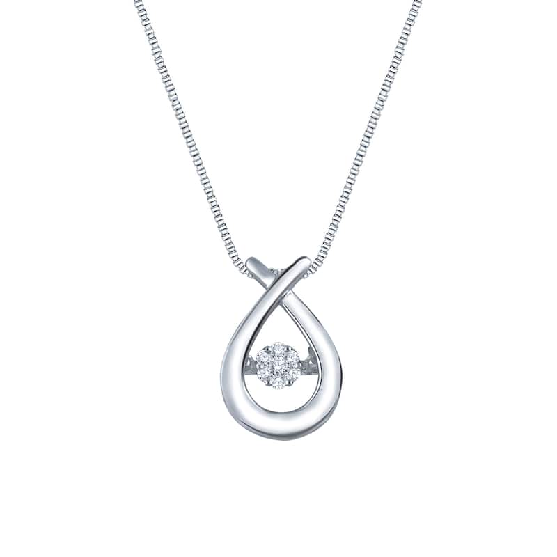 Auriya 14k White Gold 1/8ct TDW Cluster Dancing Stone Diamond Necklace (H-I, I1-I2)