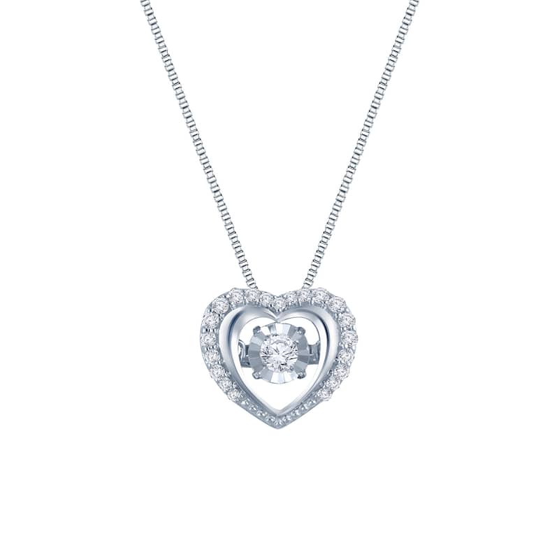 Auriya 14k White Gold 1/5ct TDW Dancing Stone Diamond Heart Pendant Necklace (H-I, I1-I2)