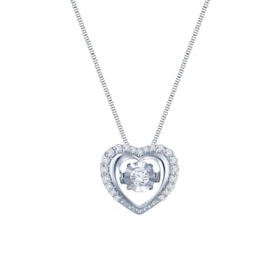 Auriya 14k White Gold 1/5ct TDW Dancing Stone Diamond Heart Pendant Necklace (H-I, I1-I2)
