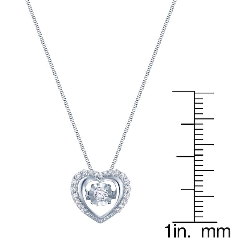 Auriya 14k White Gold 1/5ct TDW Dancing Stone Diamond Heart Pendant Necklace (H-I, I1-I2)