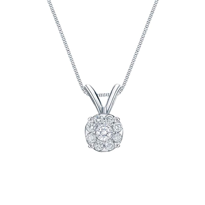Auriya 14k Gold Halo Diamond Necklace 1/4ct TDW (H-I, SI1-SI2)