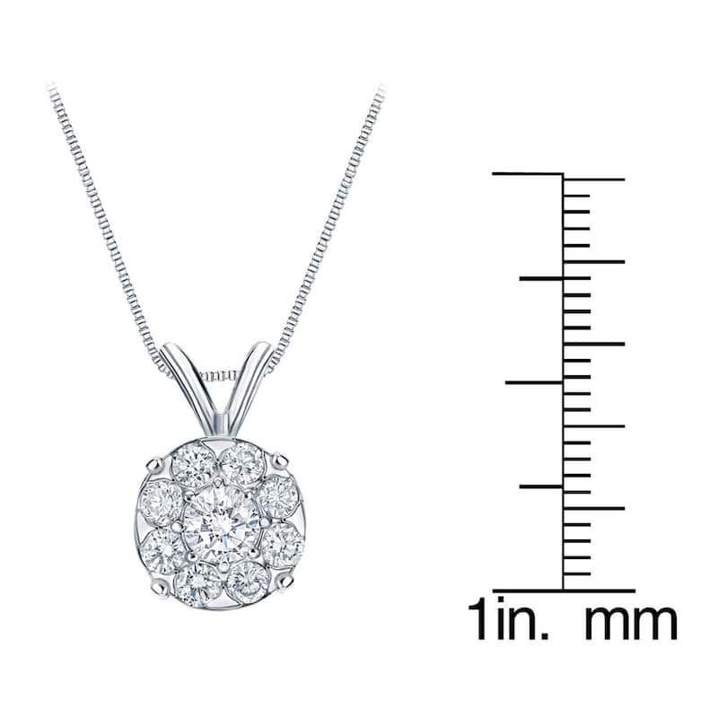 Auriya 14k Gold Halo Diamond Necklace 1ct TDW (H-I, SI1-SI2)