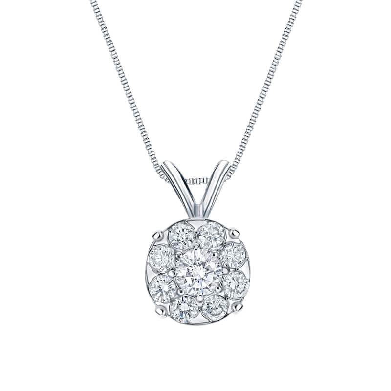 Auriya 14k Gold Halo Diamond Necklace 1ct TDW (H-I, SI1-SI2)