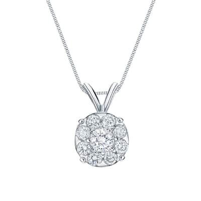Auriya 14k Gold Halo Diamond Necklace 1ct TDW (H-I, SI1-SI2)