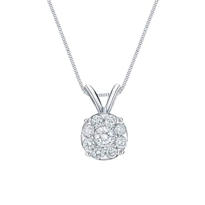 Auriya 14k Gold Halo Diamond Necklace 1 1/2ct TDW (H-I, SI1-SI2)