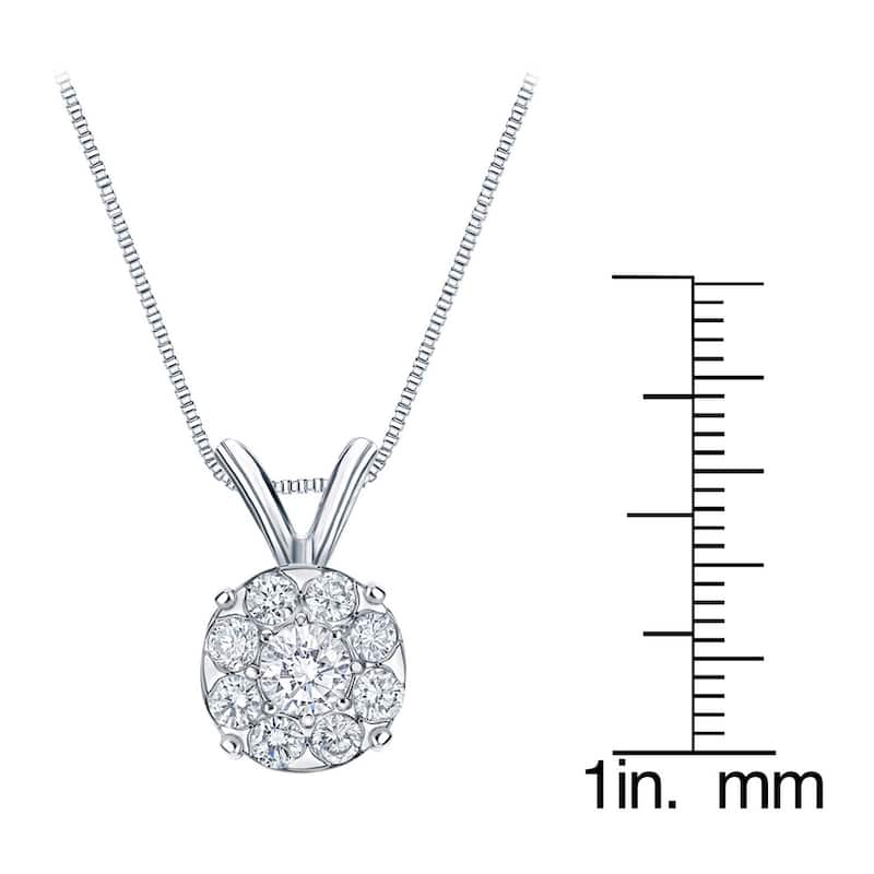 Auriya 14k Gold Halo Diamond Necklace 1 1/2ct TDW (H-I, SI1-SI2)