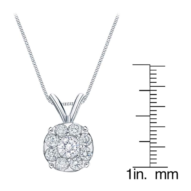Auriya 14k Gold Halo Diamond Necklace 2ct TDW (H-I, SI1-SI2)