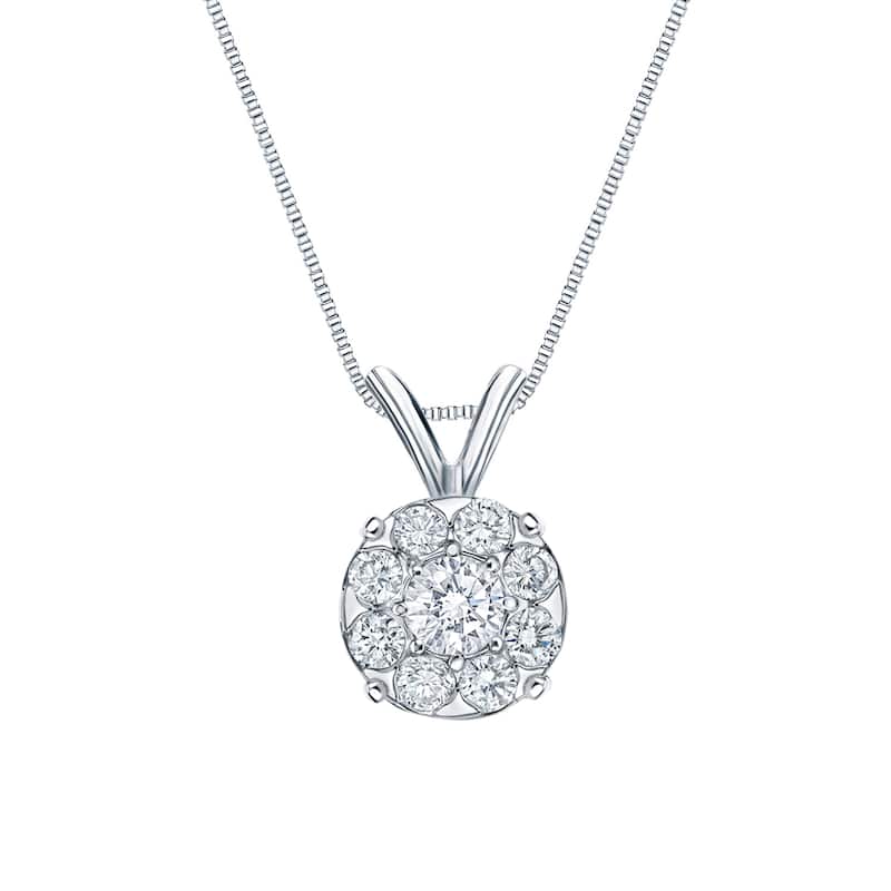 Auriya 14k Gold Halo Diamond Necklace 2ct TDW (H-I, SI1-SI2)