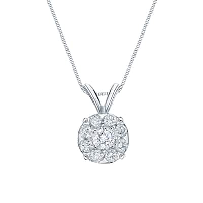 Auriya 14k Gold Halo Diamond Necklace 2ct TDW (H-I, SI1-SI2)