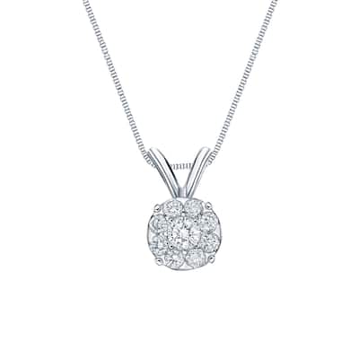 Auriya 14k Gold Halo Diamond Necklace 1/2ct TDW (H-I, SI1-SI2)