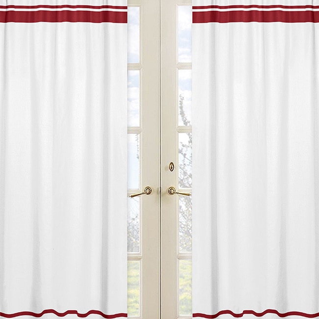 Sweet Jojo Designs Hotel Collection White/red Modern Curtain Panel Pair