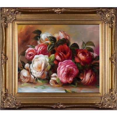 La Pastiche Pierre-Auguste Renoir Discarded Roses Hand Painted Framed Canvas Art