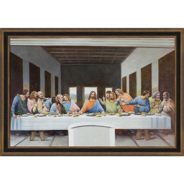Leonardo Da Vinci The Last Supper Hand Painted Framed Canvas Art