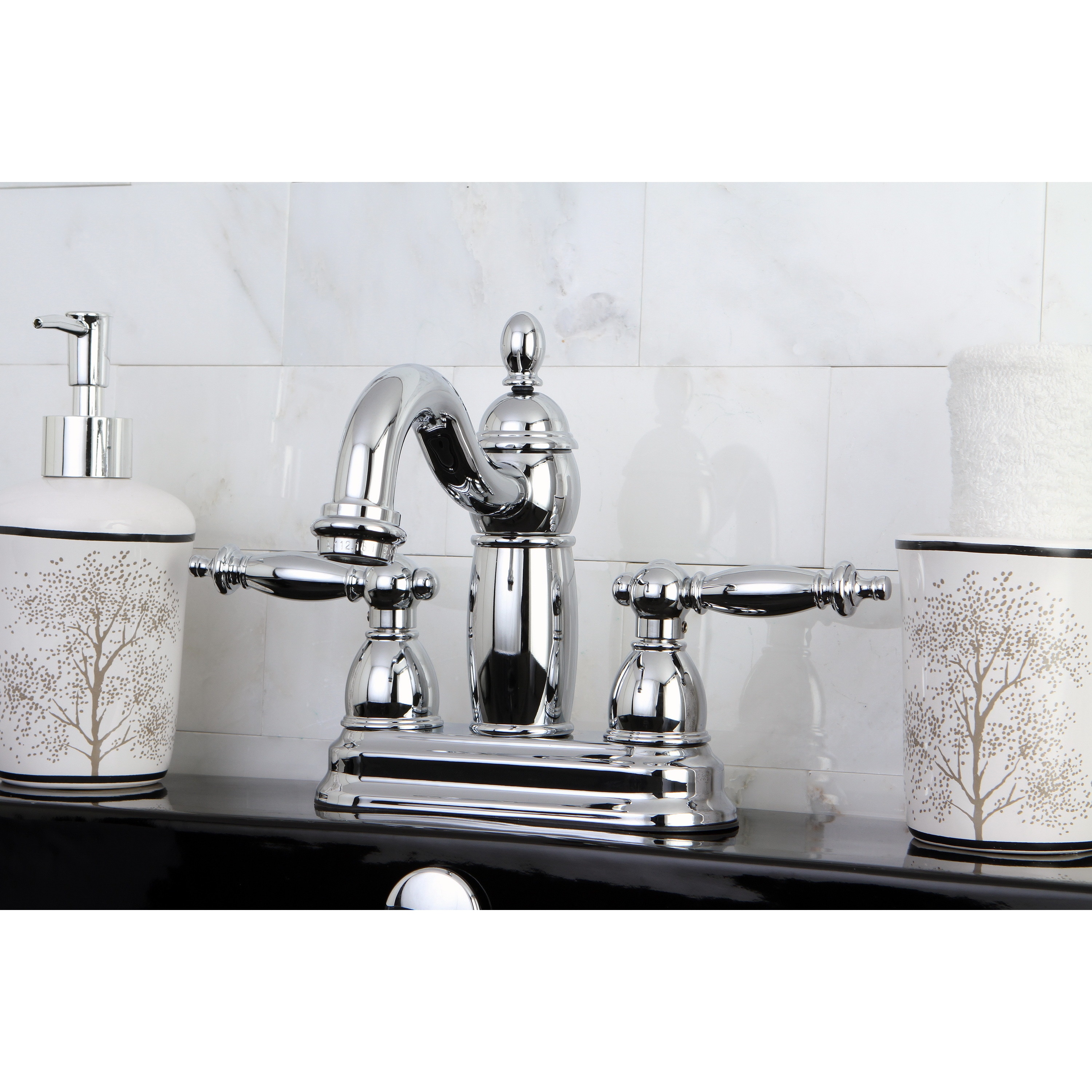 Double Handle Polished Chrome Bathroom Faucet