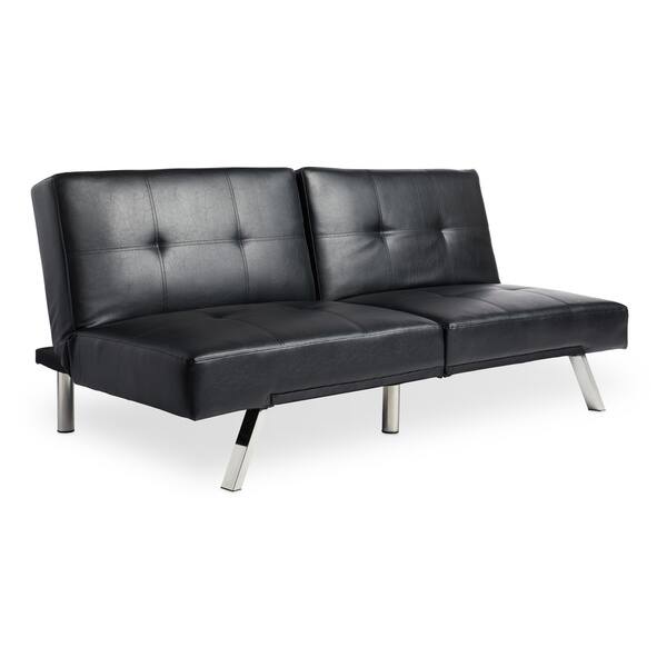 Abbyson Aspen Black Bonded Leather Foldable Futon Sleeper Sofa On Sale Overstock 9043818