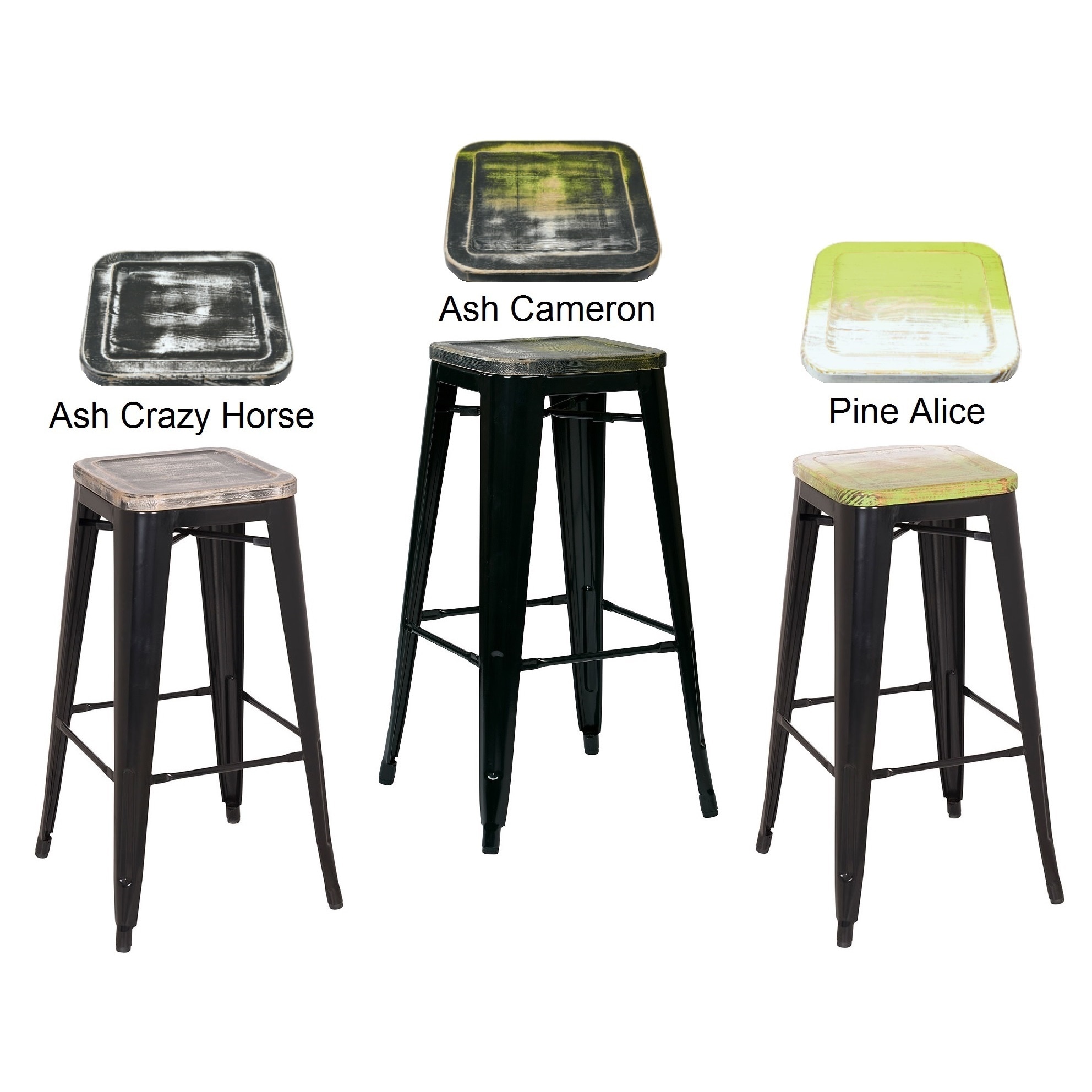 30 inch Black Frame Sheet Metal Bar Stool (2 Pack)