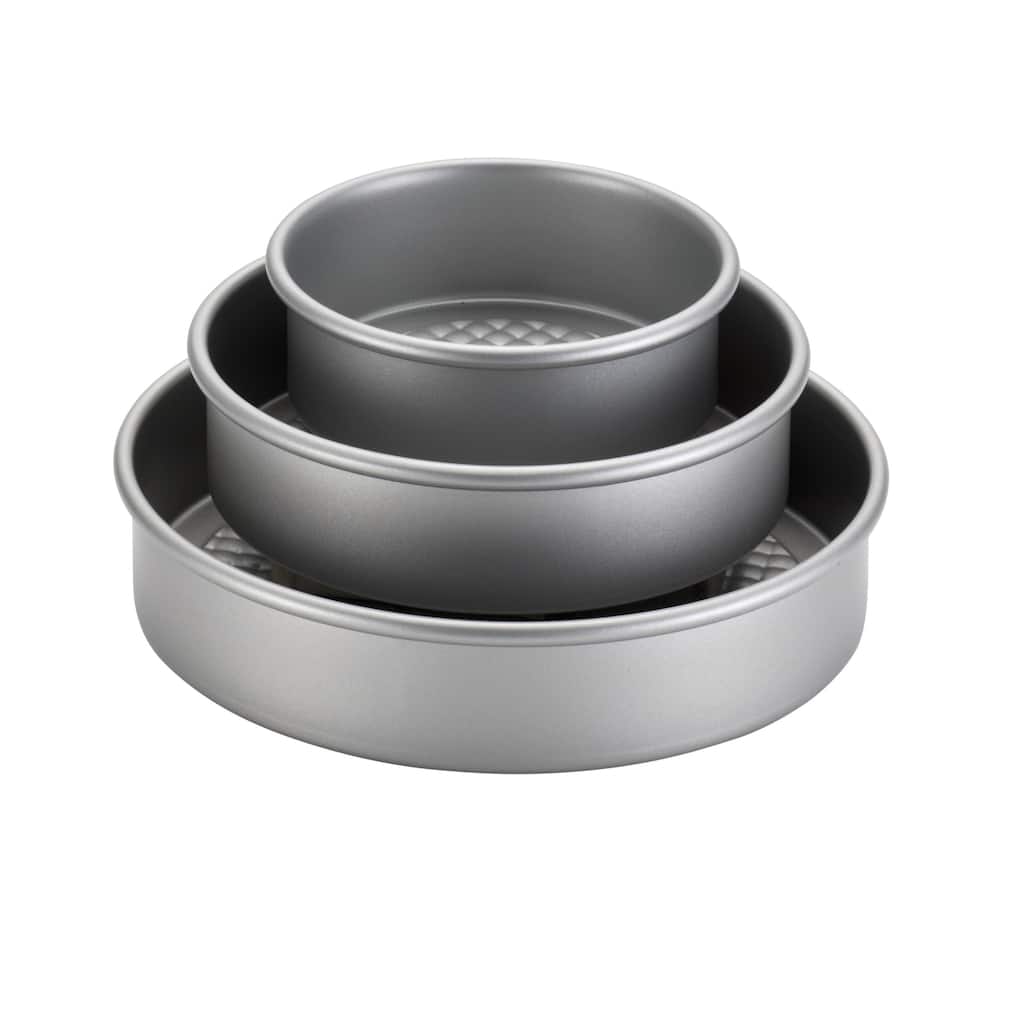 Cake Boss Professional Nonstick Bakeware 3-piece Silver Round Cake Pan Set