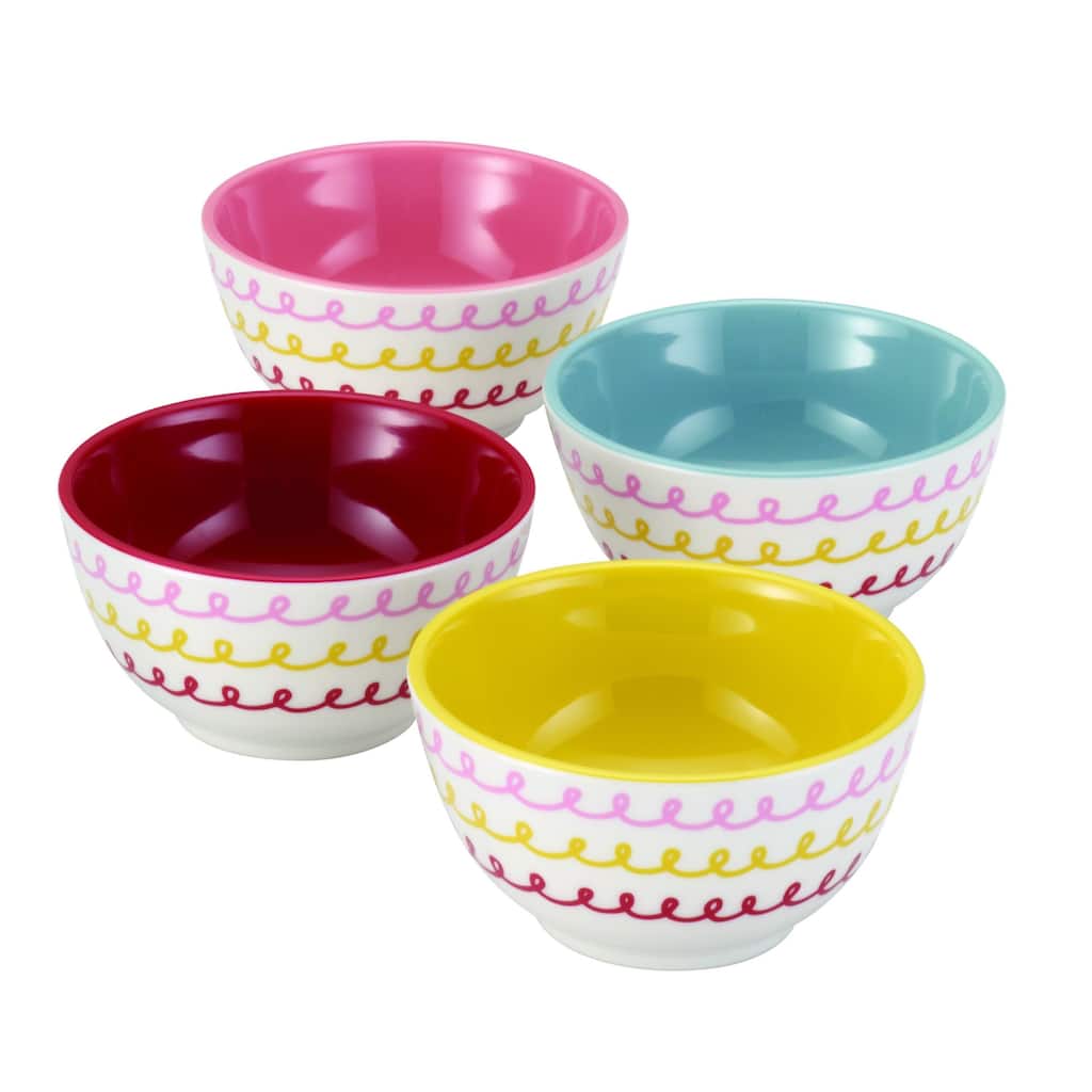 Cake Boss Countertop Accessories 4-Piece Melamine Prep Bowl Set ('Icing' Pattern)