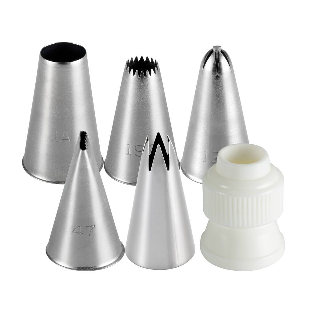 Cake Boss Decorating Tools 6-Piece Traditional Decorating Tip Set - Stainless Steel