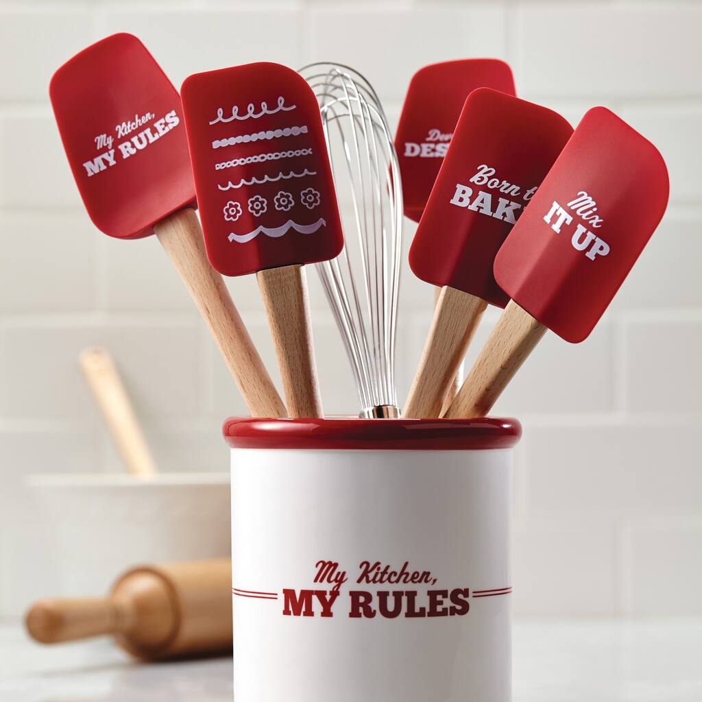 Cake Boss Red 'Mix It Up' Novelty Tools 11.5" Silicone Scraping Spatula
