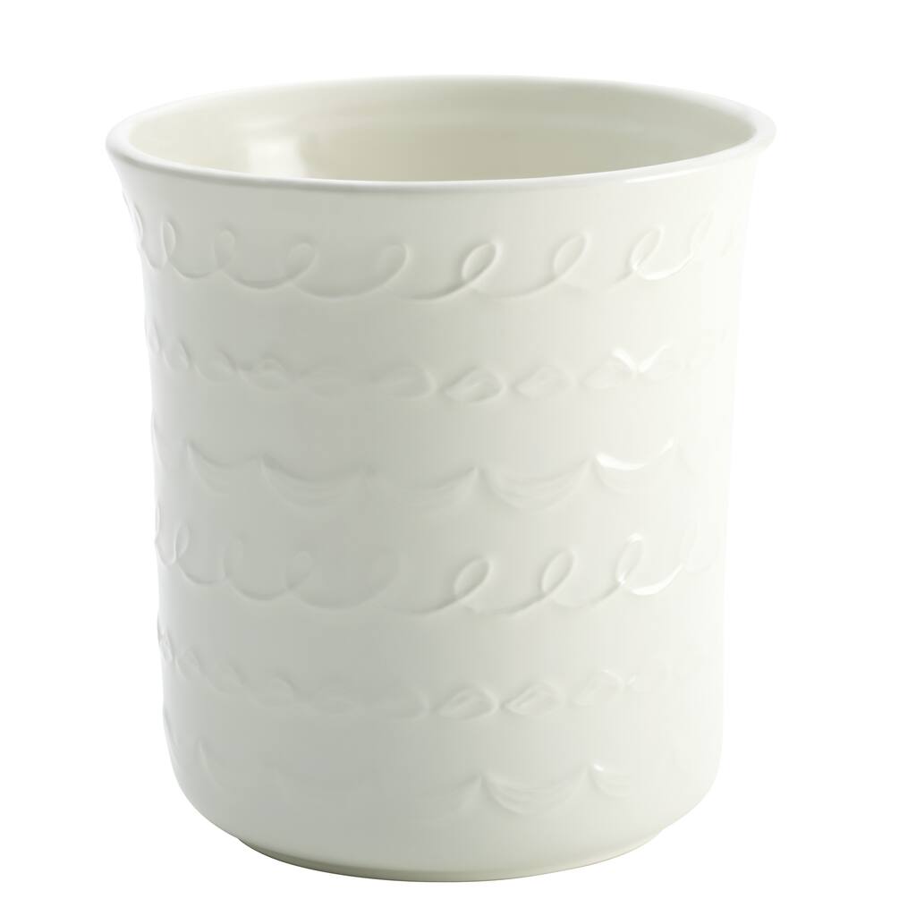 Cake Boss Countertop Accessories Stoneware White 'Icing' Pattern Tool Crock