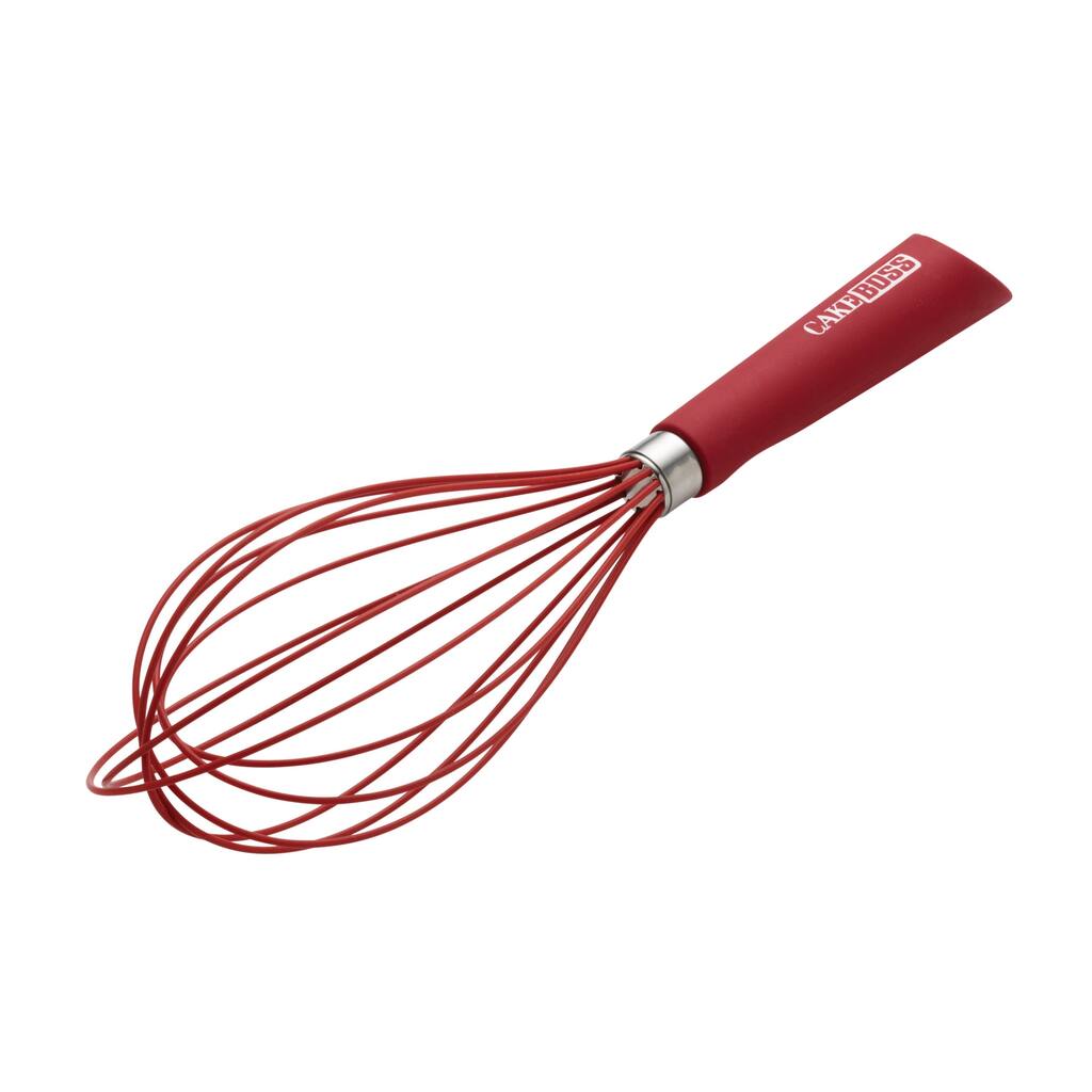 Cake Boss Stainless Steel Tools and Gadgets 10-inch Red Balloon Whisk with Silicone Overmold