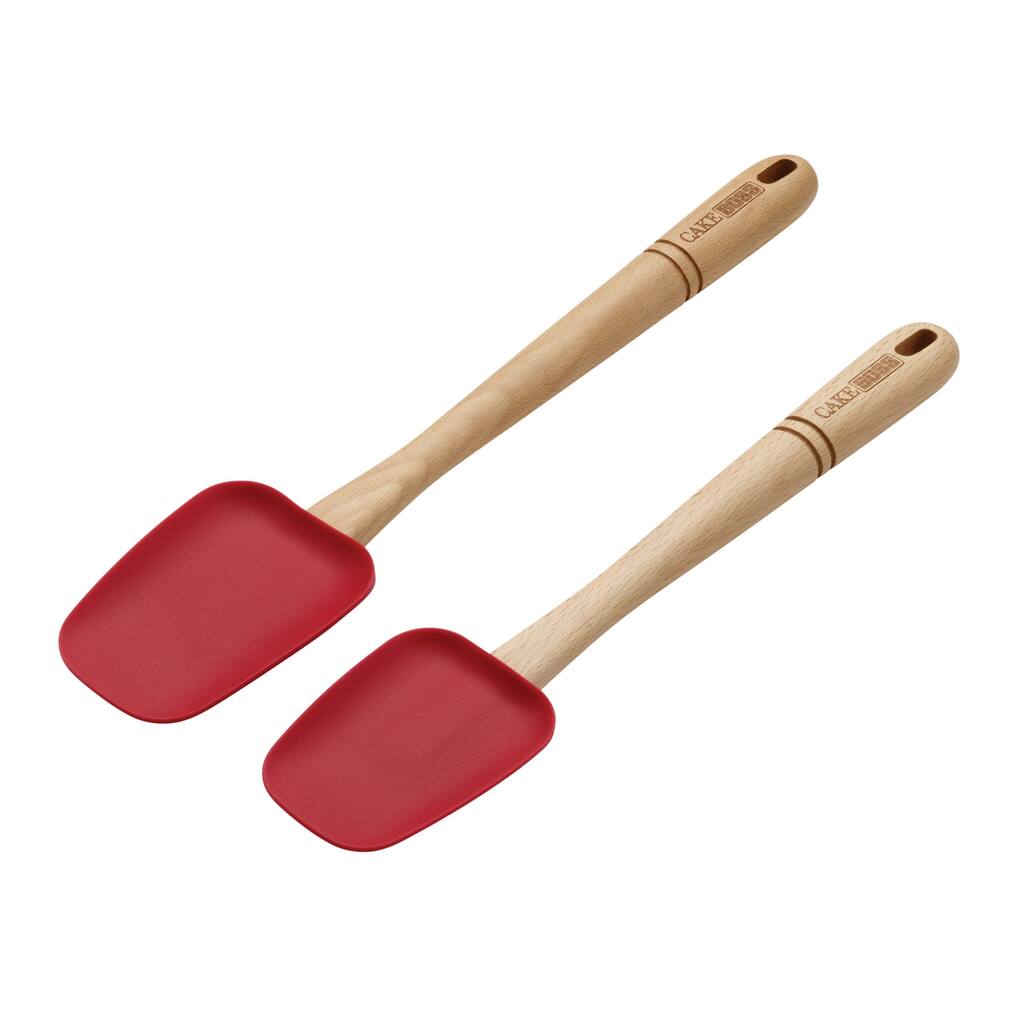 Cake Boss Red Wooden Tools and Gadgets 2-Piece Spoonula Set