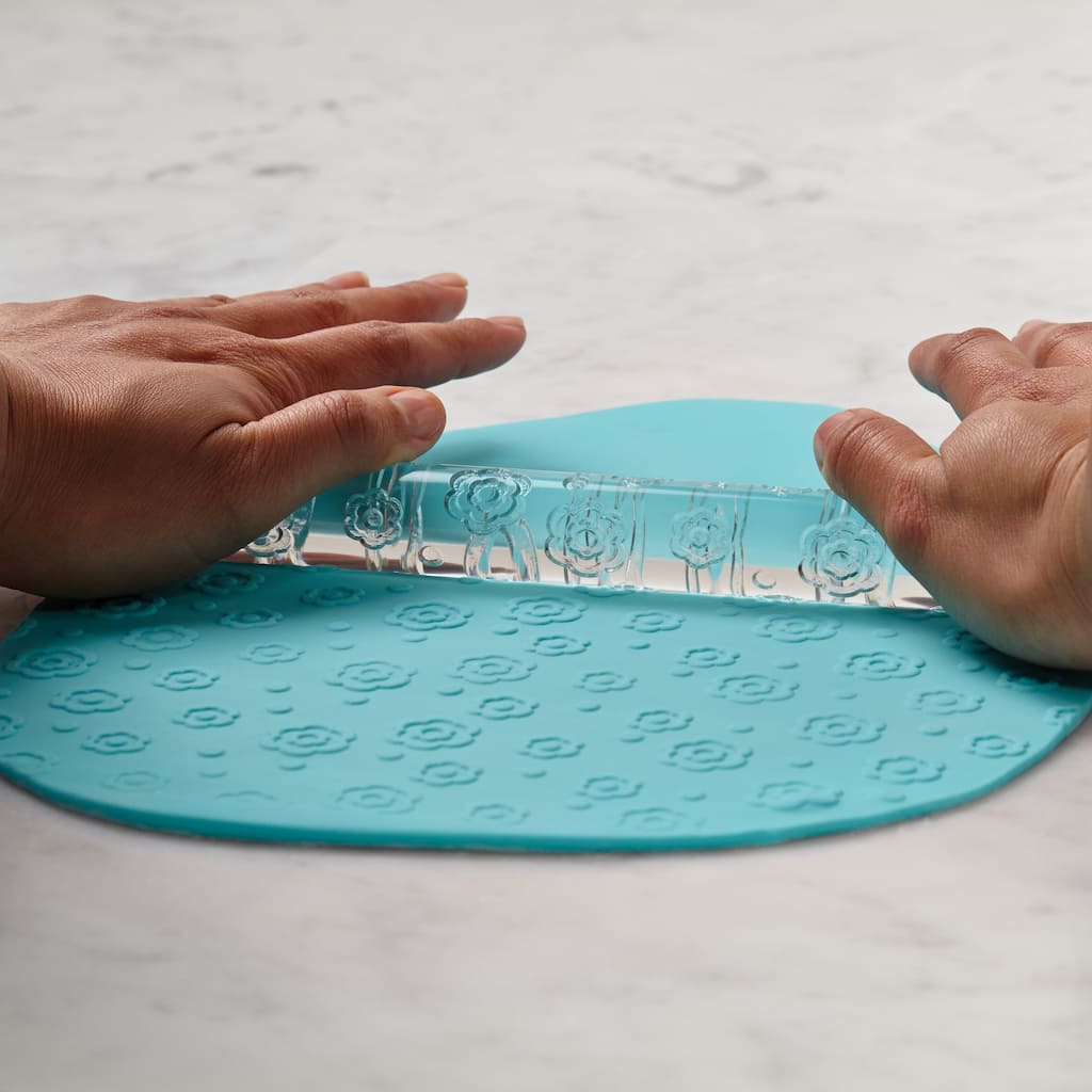 Cake Boss Decorating Tools 13" Acrylic Fondant Rolling Pin with Flower and Dot Pattern