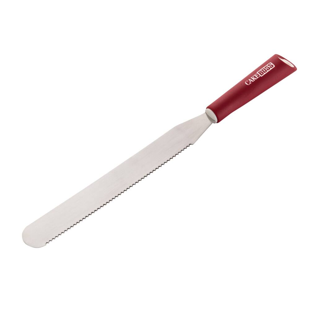 Cake Boss Stainless Steel Tools and Gadgets 10-inch Red Serrated Icing Spatula