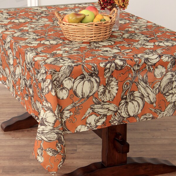 Harvest Toile Pumpkin Textured Tablecloth - Free Shipping On Orders ...