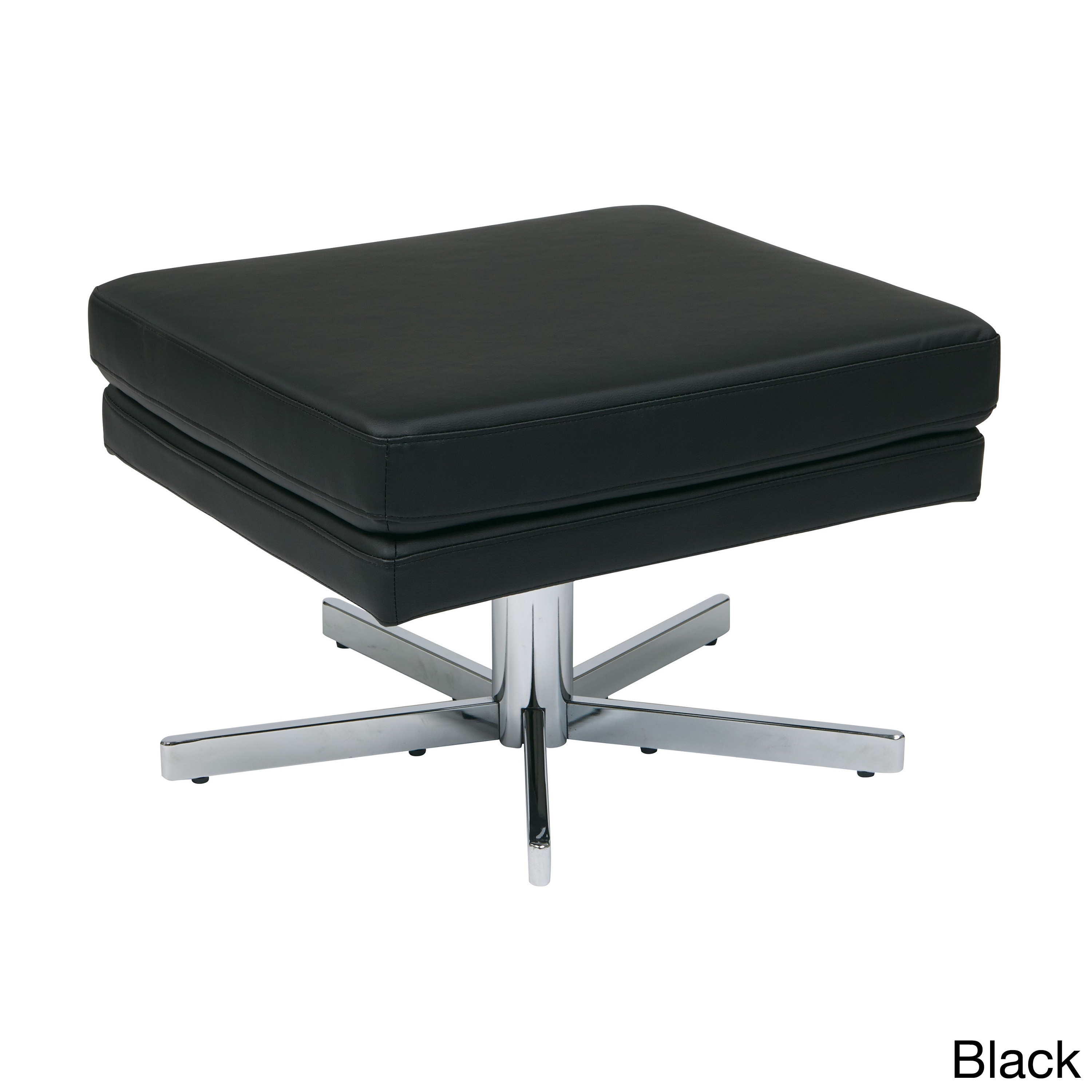 Yield Chrome Base Faux Leather Ottoman