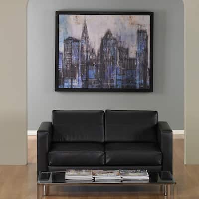 Porch & Den Wade Black Faux Leather Loveseat
