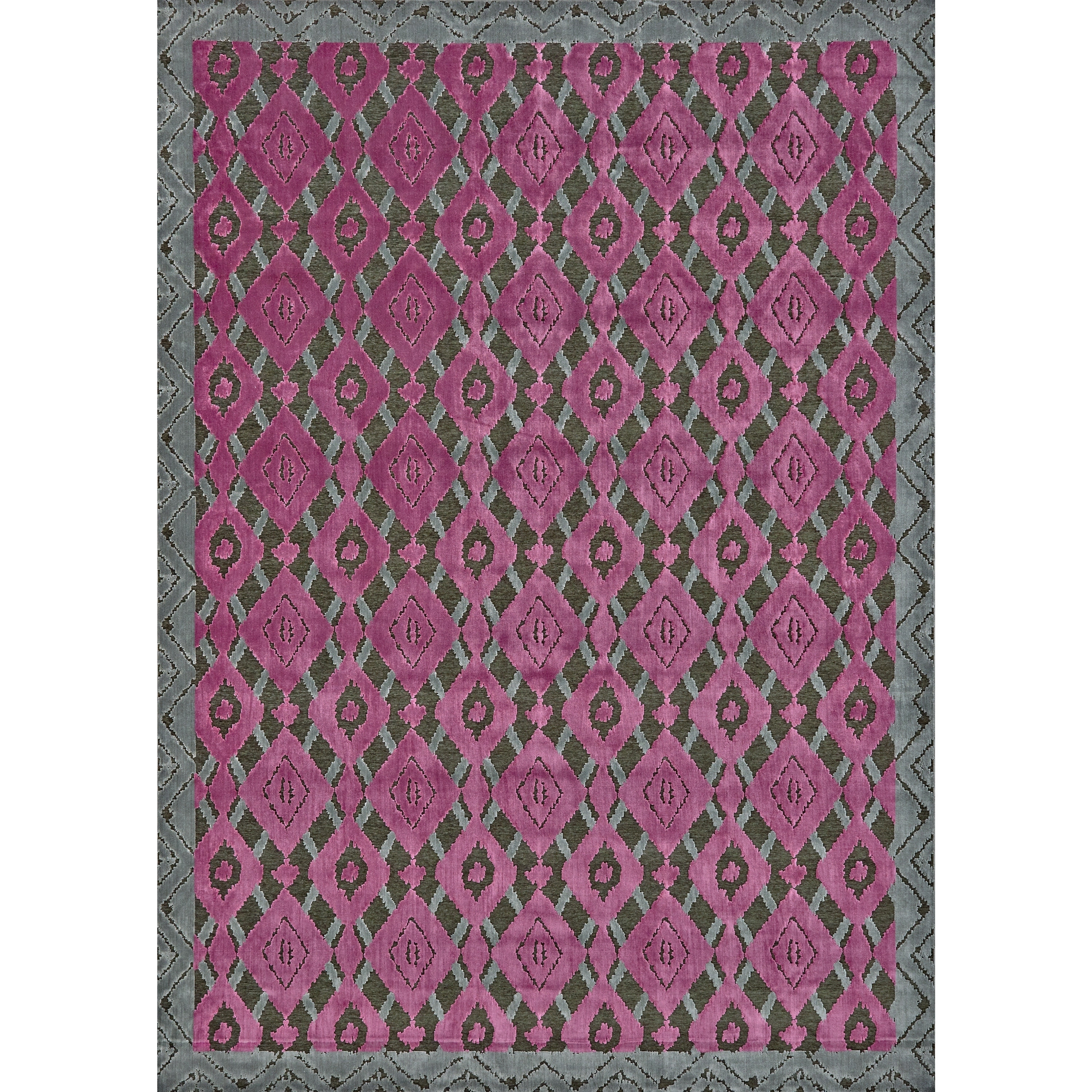 Larache Raspberry/ Grey Rug (53 X 76)