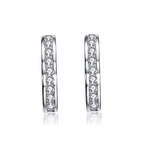 Collette Z Sterling Silver Cubic Zirconia Kids Hoop Heart Collette Z Sterling Silver Cubic Zirconia Kids Hoop Heart Shaped Earrings
