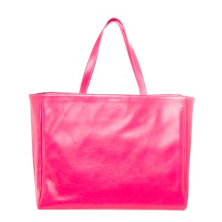 Saint Laurent Hot Pink Leather and Canvas Reversible Shopper Tote