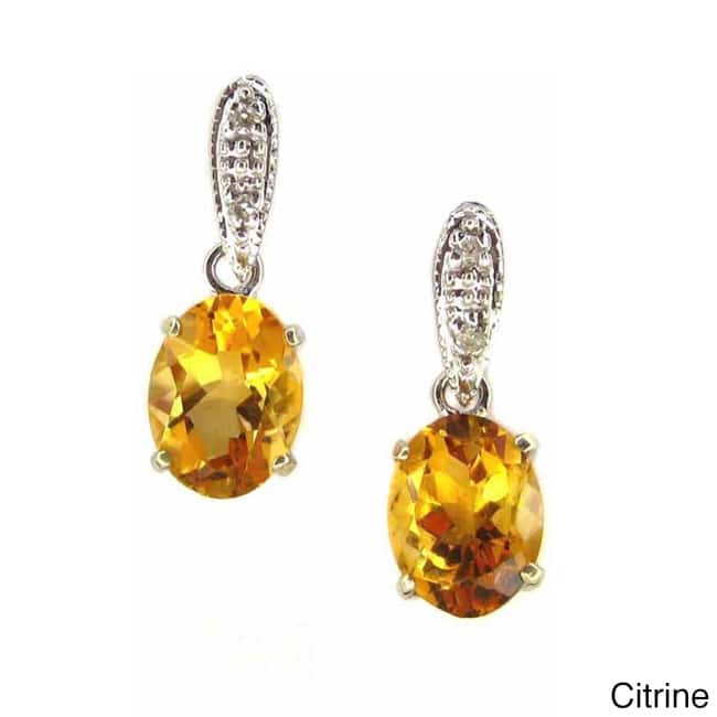 Kabella 14k White Gold Diamond Accent Gemstone Birthstone Dangle Stud Earring