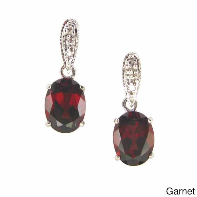 Kabella 14k White Gold Diamond Accent Gemstone Birthstone Dangle Stud Earring
