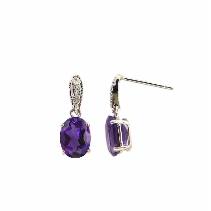Kabella 14k White Gold Diamond Accent Gemstone Birthstone Dangle Stud Earring