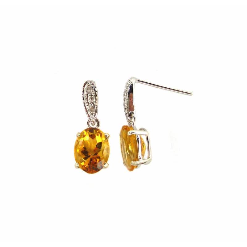 Kabella 14k White Gold Diamond Accent Gemstone Birthstone Dangle Stud Earring
