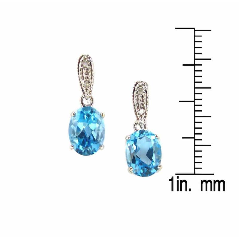 Kabella 14k White Gold Diamond Accent Gemstone Birthstone Dangle Stud Earring
