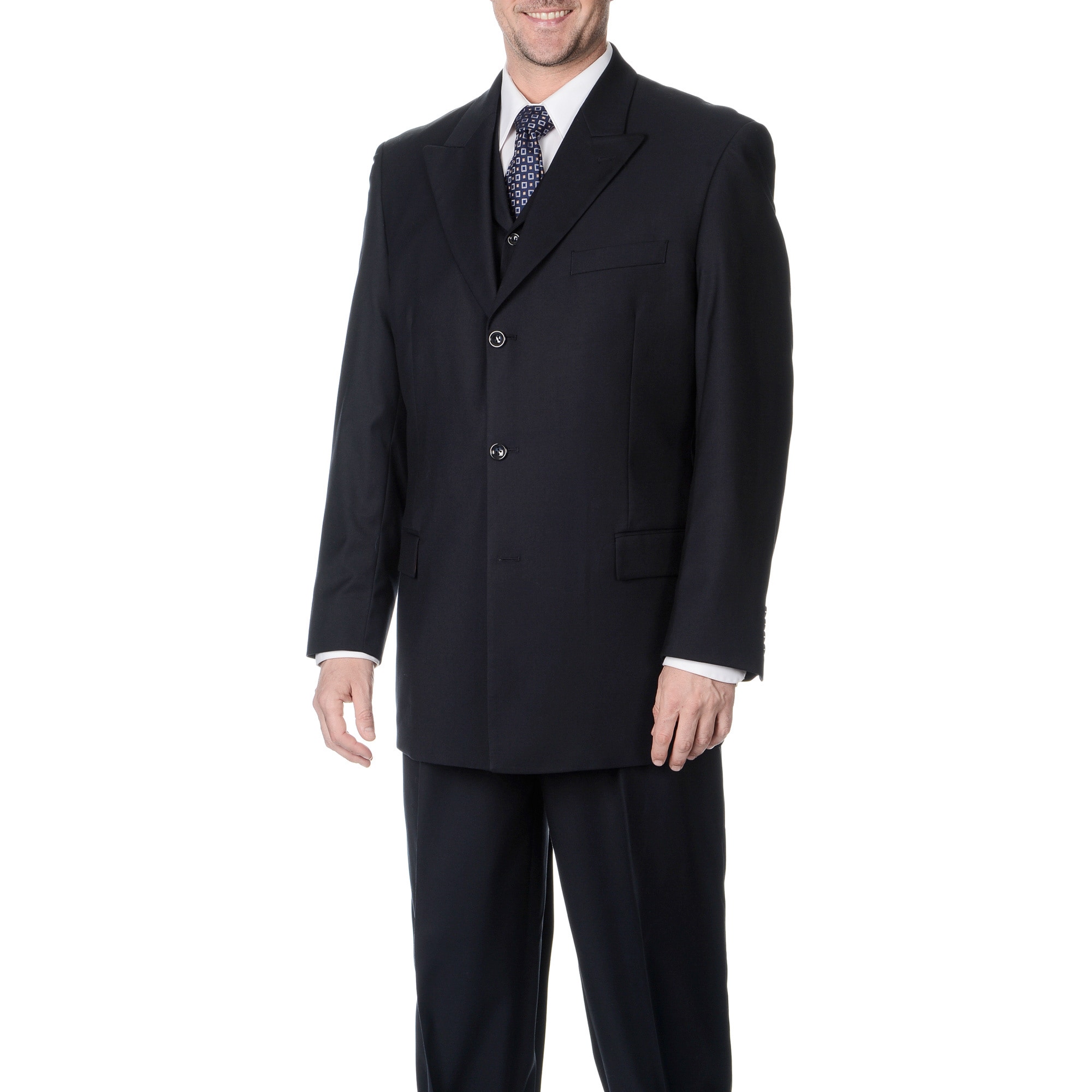 Caravelli Fusion Mens Navy 3 piece Vested Suit